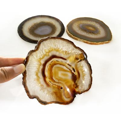 China China Wholesale Natural Polished Agate Stone Slices Raw Stone Agate Slices Beautiful Colorful Agate Slices Plate For Decoration for sale