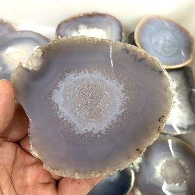 China Wholesale Natural Donghai Agate Geode Slices Healing Cute Duzy Agate Slices Raw Polished Agate Geode Slices For Decoration for sale