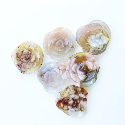 China China Natural Cherry Blossom Crystal Agate Carved Flower Crystal Agate Flowers Carving For Pendant &brooch for sale