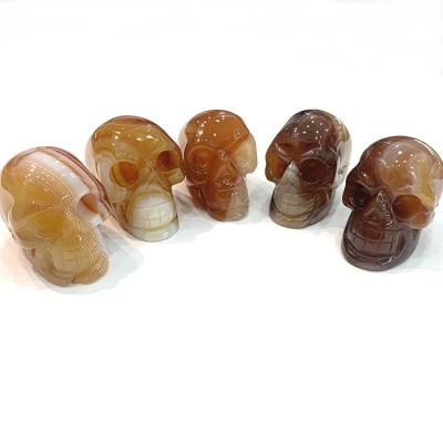 China Wholesale natural China Crystal Agate Skulls crysta carved crystal quartzl skulls for decoration for sale