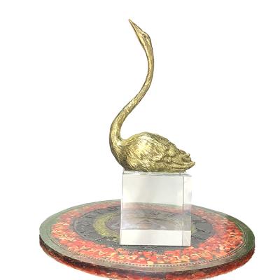 China Donghai Wholesale Customized Home Ornaments Copper Swan With Crystal Base Quartz Swan Sculpture for sale