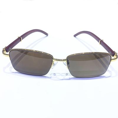 China Wholesale Customizable Retro China Brand Natural Crystal Sunglasses Style Unisex Crystal Sunglasses With Wooden Frame for sale