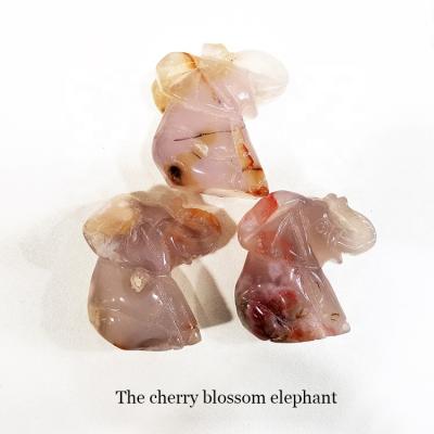 China 2021 Wholesale Natural Agate Flower Donghai Cherry Blossom Crystal Elephant For Gift for sale