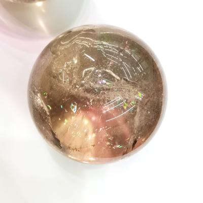 China China Wholesale 8cm 80mm Natural Crystal Ball Sphere Healing Quartz Transparent Clean Tawny Crystal Ball For Home Decoration for sale