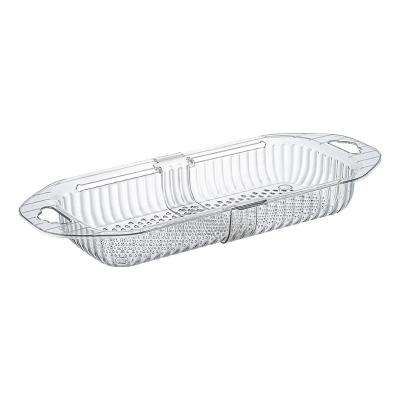 China Kitchen Sink Vegetable and Fruit Drain Basket Stocked Washing Telescopic Sink Draining Water Filtering Retractable Vegetable Tray B for sale