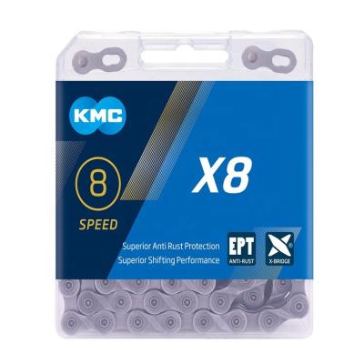 China Eco ProTeQ Wholesale KMC X8 EPT Z8.3 8 Speed ​​116 Links Ultralight Bicycle Bike Chain Rustproof Silver Gold for sale