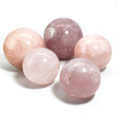 China Europe Wholesale Natural Pink Crystal Sphere Stones Decorate Healing Love Rose Quartz Ball for sale