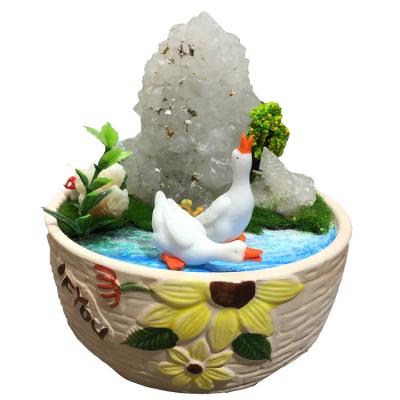 China Europe natural crystal bonsai shop decoration quartz crystal pot wholesale home cultivation for sale