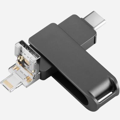 China Multifunctional 4 In 1 Usb 3.0 Otg Usb Readers 16gb 32gb 64gb 128gb Stick Pendrive Metal Swivel 2.0 Flash Pen Drive for sale