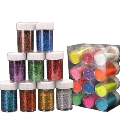 China Unbreakable Fine Glitter Set Holographic Resin Glitter Powder 12 Colors For Tumbler Slime Laser Nail Art Body Face Shaker Jars 20g/0.7oz Piece for sale