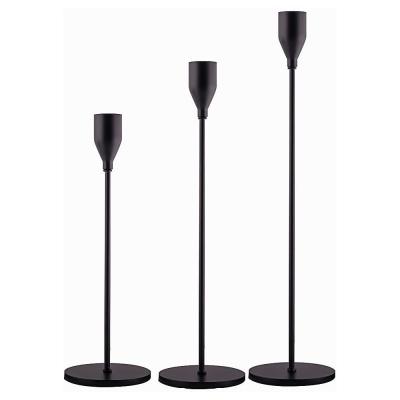 China Wedding decor Matte Black Candle Holders Set of 3 for taper candles, decorative candlestick holder for wedding, dining, party for sale