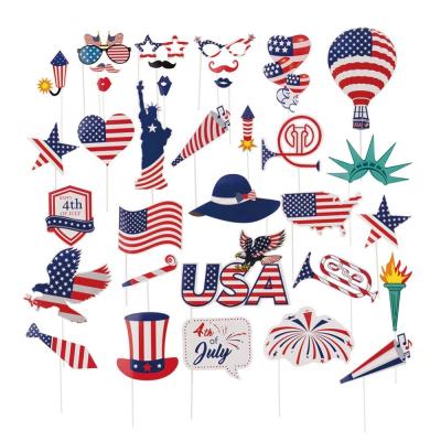 China Festival Decoration Sticks 4th of July Photo Booth Props Patriotic Party Props American Independence Day Party Decorations Pack of 34 for sale