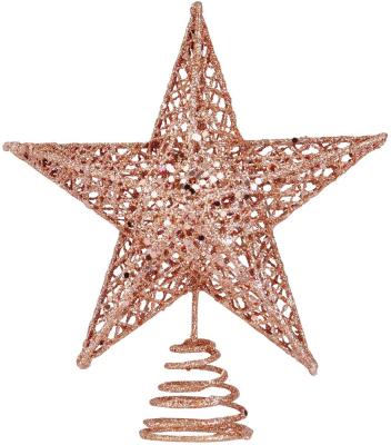 China Eco-Friendly Recycle 20cm Christmas Tree Topper Star Glittering Christmas Tree Decoration Ornaments (Rose Gold) for sale