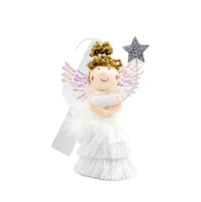 China Hanging Cloth Angel Mini Angel Christmas Tree Christamas Tree Ornament 10cm Christmas Tree Doll Pendant with Feather Wing for sale