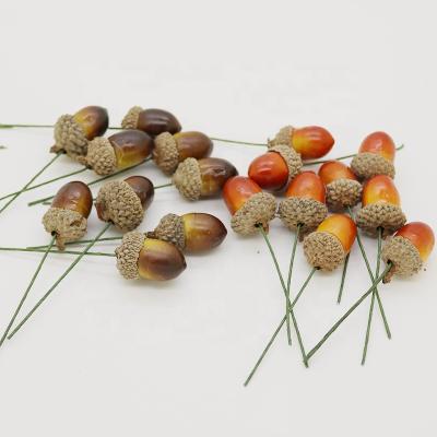 China Christmast Ornament Stem Artificial Acorns For DIY Home Room Christmas Decoration Photo Props for sale