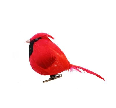 China Eco-Friendly Recycle Artificial Red Cardinal Birds With Clip-5.5 X 3 Inch Christmas Belly Large Cardinal Birds Clip For Christmas Tree Ornament Decorums for sale