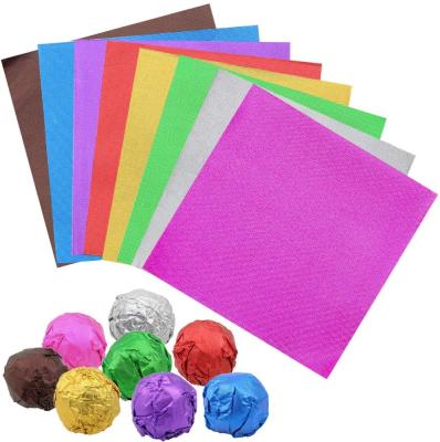 China Lolly Paper Food Candy Tin Foil Wrappers Square Food Package 3.15x3.15 Inch Chocolate Candy Wrappers Aluminum Foil Wrappers for sale