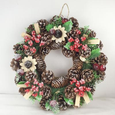 China Handmade Natural Spring Front Door Wreath Pine Cone Garland Christmas Christamas Decoration for sale