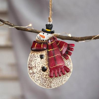 China Eco-Friendly Recycle Metal Christmas Tree Ornaments Metal Angels Decor Dancing Snowmen Hanging Ornament For Holiday Decorations for sale