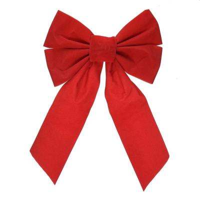 China Polyester Ruled Red Velvet Christmas Bow 9 Inch X 16 Inch Holiday Bows Handmade Christmas Cable Bow for sale