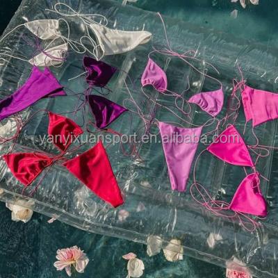 China Custom Plus Size Triangle Bikini Swimwear Tie Side String Bikini Sling Bikini Swimwear for sale