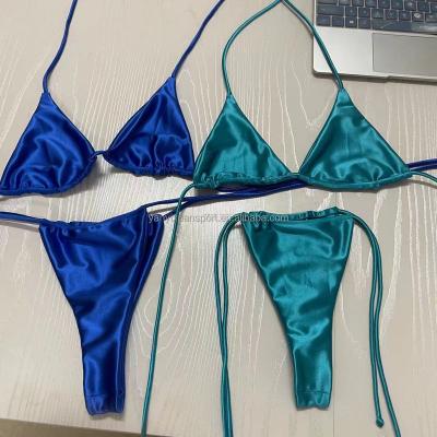 China 2021 Custom Private Label Printed Bikini Solid Tie Side Bikini Swimwear Breathable for sale