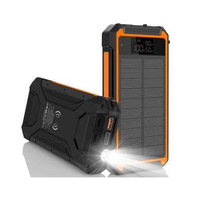 China Portable Dual USB LED Solar Power Bank 30000mah Solar Power Flashlight Indoor Outdoor Waterproof Radio for sale