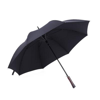 China New Black Outdoor Straight Hook 65x8k Percussion Handle Top Water Repellency Automatic Single Line Large Umbrella for sale