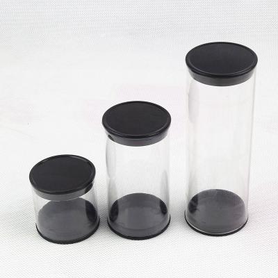 China Factory Extrusion  Plastic clear round tube extrusion tube end with black cap round cylinder for sale