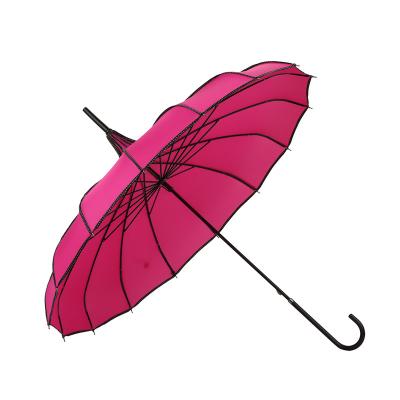 China Wedding Upright Rod Umbrella India Purple Ladies Stick Umbrella Women Handle Turn Pagoda Umbrella Along for sale