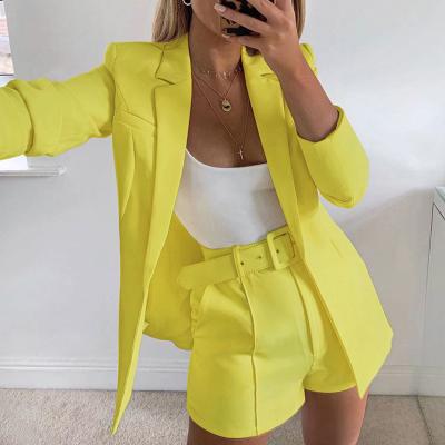 China New anti-static lapel female two-piece suit autumn and winter long-sleeved sexy casual wear suit shorts for sale