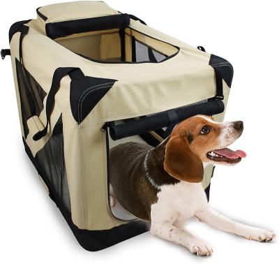 China Breathable Dog Crate Folding Travel Crates Carrier For Indoor And Outdoor Medium Dogs for sale