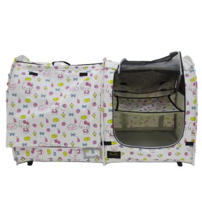 China Custom Viable Wholesale Foldable Outdoor Digital Printing Travel Cute Double Cat Dog Crate for sale