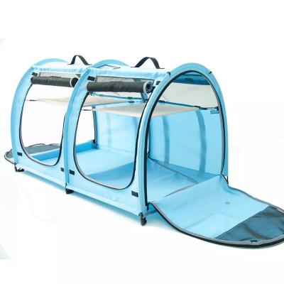 China Viable Portable Twin Compartment Cat Cage with Portable Carry Bag /Two Hammocks/Mats and Collapsible Bin for sale