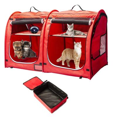 China Sustainable Double Pet Kennel With Hammock Setup for sale