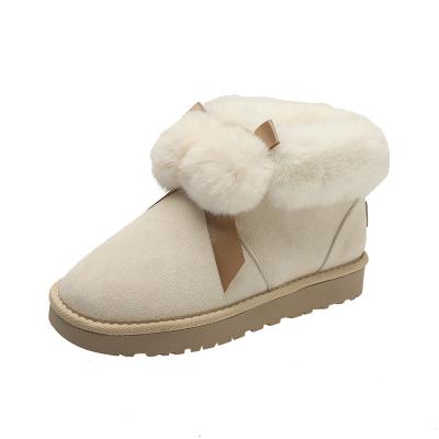 China Flat Wholesale Custom Original Designer Brand Logo Anti-Slip Warm Fur Plush Fluffy Women Snow Boot Women Winter Boots for sale