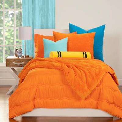 China Anti-static Wholesale Orange Plush King Size Comforter Sets Bedding Sale Solid King Size Comforter for sale