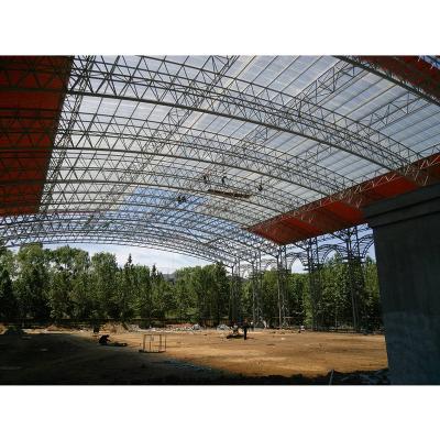 China Prefab steel structure gymnasium basketball/badminton/tennis low cost football field soccer stadium for sale