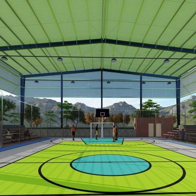 China Structural Roofing Prefab Light Steel Structural Pre Fab Gable Frame Covered Gymnasium Court Basketball Tennis Gym in Philippines for sale