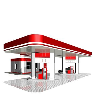 China Oil Station Gas Station Canopy / Shed Prefab Steel Roof Structure Diesel Fuel Gas Station for sale