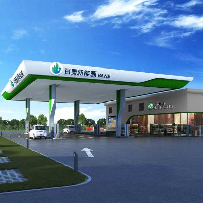 China Prefab Steel Frame Roof Structure Diesel Fuel Gas Station Shed for sale