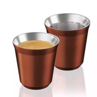 China Sustainable 80ml Insulated 2 Ounce Stainless Steel Wall Cup Nespresso Double Mini Coffee Mug for sale