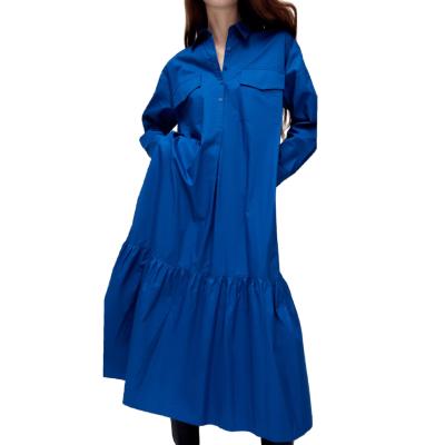 China BAIYIMO Autumn Women Solid Color Long Sleeve Casual Loose Dress Custom Made Wholesale Anti-Static Shirt Oversized Dresses for sale