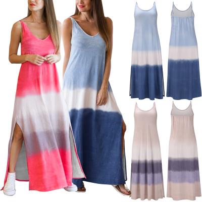 China Summer anti-static dress recommendation new product suspender dress gradient color sexy split dress long for sale