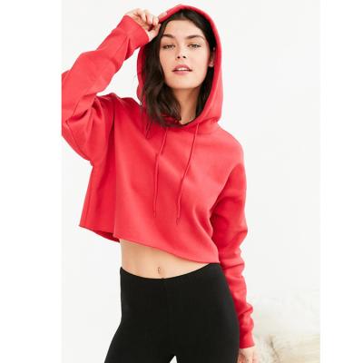 China Wholesale High Quality Women's Sexy Croppped Hoodie Sweatshirt White Long Sleeve Anti-Shrink Pullover In Stock for sale