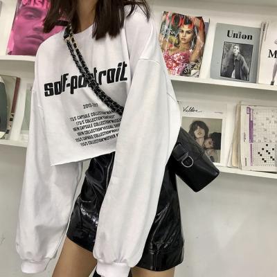 China Wholesale Fashion Casual Crops Anti Shrink Tops Oversized Crewneck Women Sweatshirt for sale