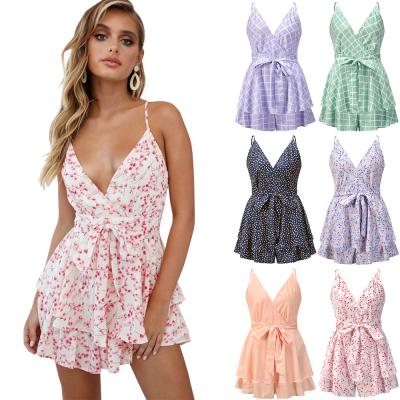 China Anti-Wrinkle Spring Ladies Comfortable And Suspender Sexy Sleeveless Printed Overalls for sale