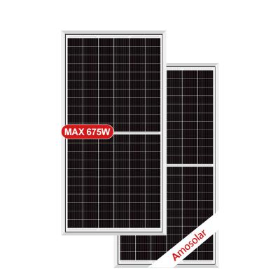 China Solar Power System Amosolar Monocrystalline 210mm Half Cell 645w 650w 655w 660w 665w 670w 675w Solar Panel For House for sale