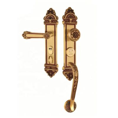 China Durable High Security Villa Home European American American Double Pull Sliding Wooden Door Lock With Handle for sale