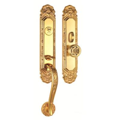 China New American 24K gold villa double pull single door chip EUROPEAN copper luxury sliding door lock with handle for sale